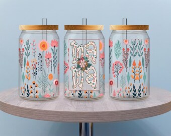 Floral Mama Tumbler Wrap, Mama UV DTF Cup Decal, 16oz Glass Can Sticker, Waterproof Wrap for Mom, Mother’s Day Gift, Gift for Her