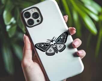 Death Head Moth Laptop Sticker, Goth Skull Moth UV DTF Decal, Skeleton Moth Aesthetic, Waterproof Gothic Sticker, Gift for Her, Gift for Dad