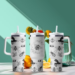 Bee Cup Wrap, Save The Bees Tumbler Wrap, Boho Floral UV DTF Sticker, Bee Lover Gift, Waterproof Ready to Apply