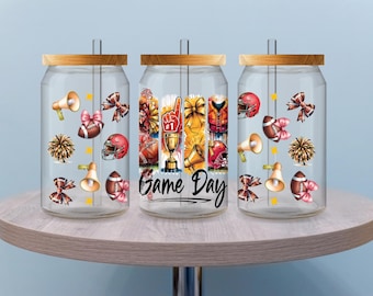 Gameday Tumbler Wrap, Mother's Day UV DTF Cup Decal, 16oz Glass Can Sticker, Football Mom Wrap, Waterproof, Durable Cup Decoration