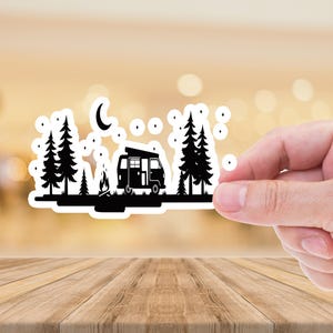 Camper Laptop Sticker, Van Life UV DTF Sticker, RV Travel Decal, Camping Adventure Laptop Sticker, Waterproof Outdoor Sticker, Gift for Dad