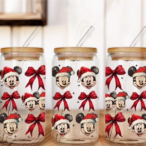 Disney Christmas Mickey Minnie Cup Wrap, Ready to Apply  Cup Wrap,  UV DTF Decal, 16oz Glass Can Sticker,  Tumbler Wrap, Gift, 30 ozCup Wrap