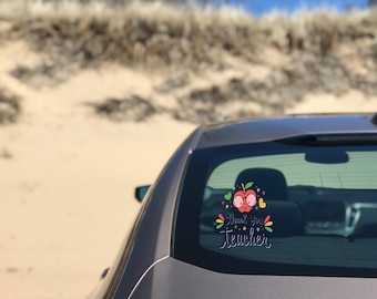 Thank You Teacher Car Decal, Teachers Day UV DTF Sticker, Durable Teacher Bumper Sticker, Waterproof & Ready to Apply, Gift for Her