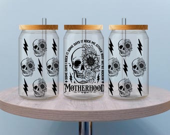 Some Days I Rock It Some Days It Rocks Me Tumbler Wrap, Motherhood UV DTF Cup Decal, 16oz Glass Can Sticker, Waterproof Wrap, Gift for Mom