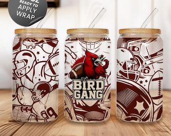 Bird Gang UV DTF Tumbler Wrap – Football Team Inspired 16oz 20oz 30oz 40oz Glass Can Sticker Cup Decal
