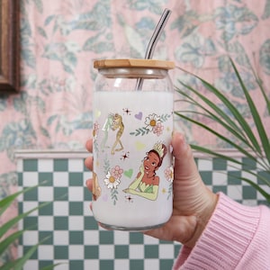 Cute Forest Animals and Frog Couple with Floral Accents, Hearts and Stars 16oz 20oz UV DTF Tumbler Cup Wrap Sticker