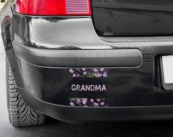 Floral Grandma Car Decal, Mother's Day UV DTF Sticker, Durable Grandma Bumper Sticker, Ready to Apply, Waterproof Car Decal, Gift for Mom