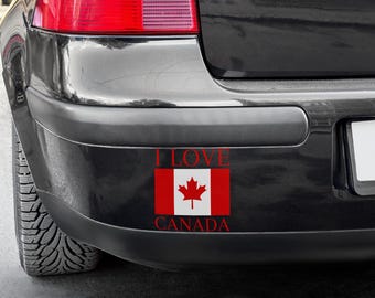 I Love Canada Car Decal, Canada Flag UV DTF Sticker, Patriotic Bumper Sticker, Waterproof & Ready to Apply, Gift for Her, Gift for Mom