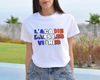 L'Acadie dans les veines Unisex Heavy Cotton Tee | T-shirt Acadien, quinze aout shirt, acadie, 15 aout, Acadian tee