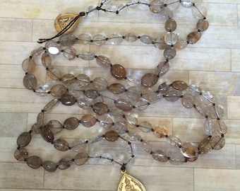 Golden quartz mala -108 beads hand knotted