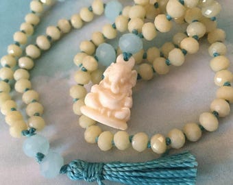 Vanilla mint children's mala with ganesh guru bead