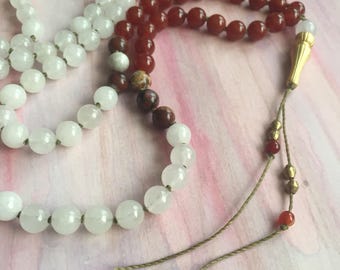 Summer spice tasbih (misbaha) in carnelian and moonstone