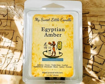 Wax Melt Egyptian Amber :  Jasmine, Leather, Musk  Aroma,  2.5 oz ,  Handcrafted, Valentine ' day gift