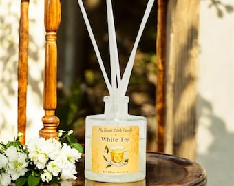 White Tea Reed Diffuser: Citrus and Floral Aroma, Handmade, Home Scent