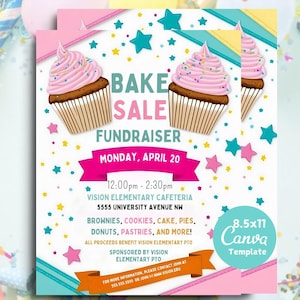 EDITABLE Bake Sale Flyer, Printable PTA, PTO Flyer, School Family Fundraiser Event, Team Sports Center, Church Printable Digital Invitation