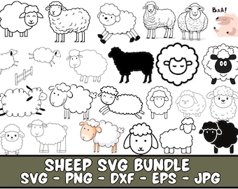 Sheep SVG Bundle: Farm Animal Vector Graphics (Digital Download)