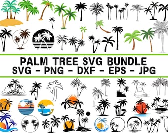 Paquete SVG de palmeras: Imágenes prediseñadas de vida playera (descarga digital)