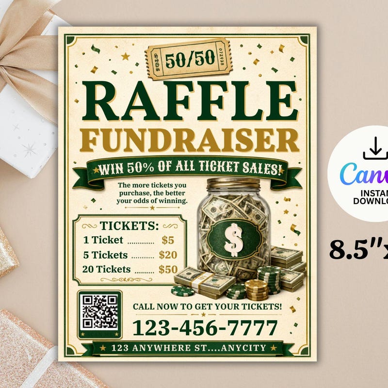 50/50 Raffle Template - Etsy