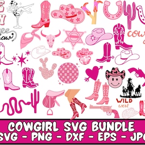 Cowgirl SVG Bundle, Cowgirl Boots Svg, Cowgirl Hat Svg, Let&#39;s Go Girls Svg, Disco Cowgirl Svg, Cow Skull Svg, Western Svg, Horshshoe Svg