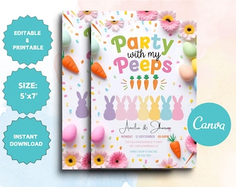 Editable Easter Egg Hunt Invitation: Party with my Peeps (Digital Template)