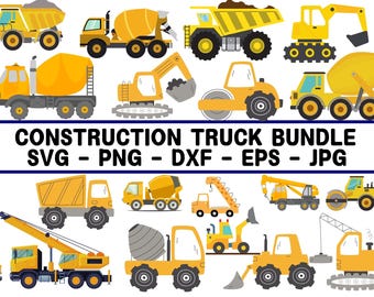 Paquete SVG de camiones de construcción: excavadora, grúa y excavadora (descarga digital)