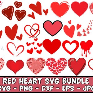 Red Heart SVG, Valentine&#39;s day svg, Red Hearts bundle, Love Svg, Heart svg, Instant Download , Lover Svg Bundle, Red Heart Png Bundle.
