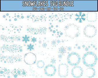 Sneeuwvlok SVG-bundel, winter gesneden bestanden (digitale download)
