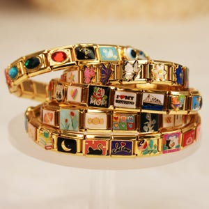 Personalized Italian Bracelet, Custom Gold Italy Charms, Gold Italian Bracelet, Italy Charms,Gold Italian Charm Bracelet,Gift for her or mom