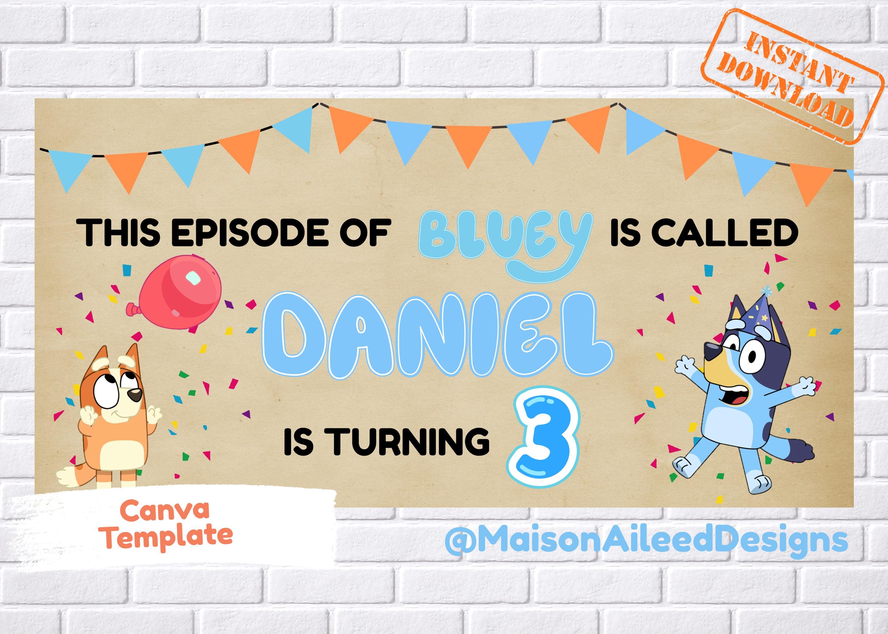 Bluey Birthday Banner, Editable Canva Template (PDF File) - Etsy