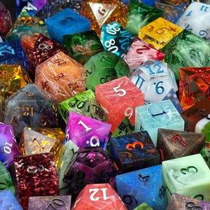 Random Mystery 7-piece Grab Bag Handmade Resin Sharp-Edge Dice Set DnD