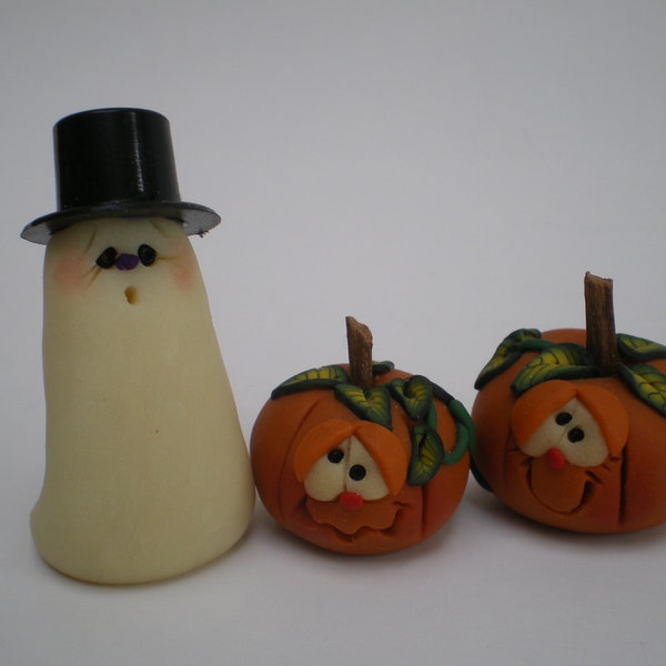 Halloween Trio - Glow in the Dark Ghost and 2 Pumpkins with Glowing eyes