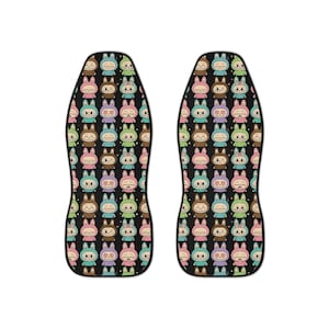 Cute Labubu Car Seat Covers, Car Accessories, Vehicle Decor, Cute Gifts for Kids, Animal Print Cover, Fun Car Interior