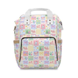 Axolotl Diaper Backpack, Pastel Patchwork Baby Bag, Kawaii Diaper Bag, Cute Nursery Backpack, Baby Shower Gift
