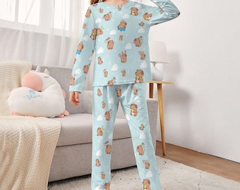 カピバラ 長袖 女の子用ナイトウェア