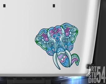 Elephant Mandala Flower Vinyl Printed Sticker Decal Accessories, Hood Decals for Women, Vinyl Stickers - by Artstudio54