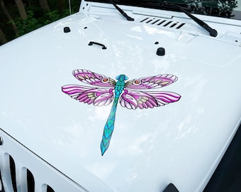 Dragonfly Mandala Flower Vinyl Printed Sticker Decal Accessories, Hood Decals for Women, Vinyl Stickers - by Artstudio54