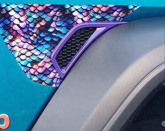 Two Printed Mermaid Dragon Scales Fender Vent Decals for JL - Accessories, Hood Decals for Women, Vinyl Stickers - Oracle - by Artstudio54