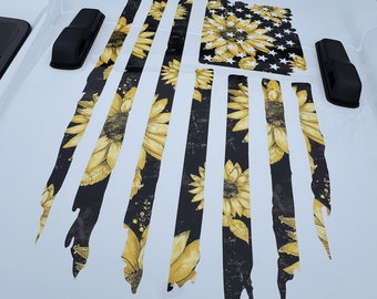 American Flag Sunflower Vinyl Printed Sticker Decal Accessories, Hood Decals for Women, Vinyl Stickers - by Artstudio54