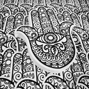 Weatherproof Vinyl Sticker - Henna Hamsa Hand, Unique, Fun Sticker for Car, Luggage, Laptop - Artstudio54