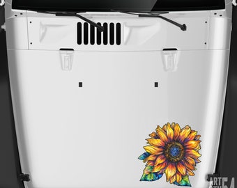 Sunflower Vinyl Printed Sticker Decal Accessories, Hood Decals for Women, Vinyl Stickers - by Artstudio54