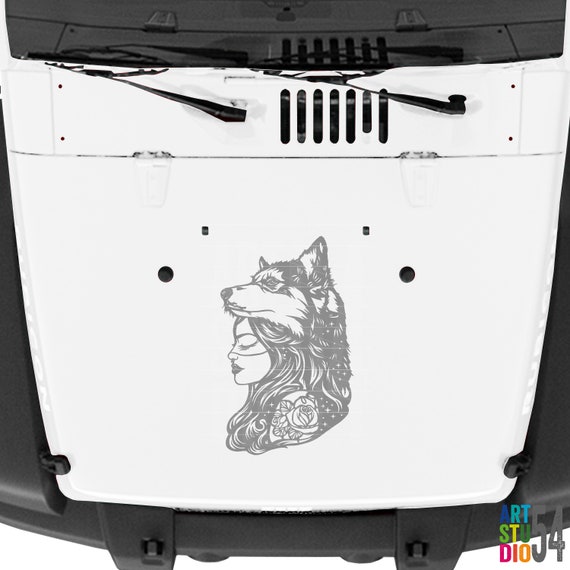 Wolf Rose Vinyl Decal Jeep Wrangler Accessories Hood Decals Etsy