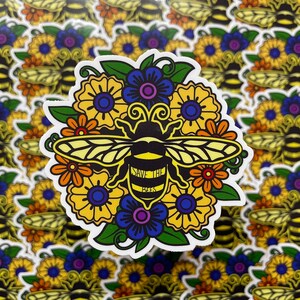 Weatherproof Vinyl Sticker - Save the Bees - Unique, Fun Sticker for Car, Luggage, Laptop - Artstudio54