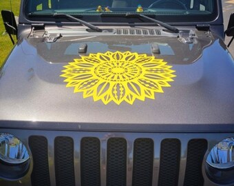 Sunflower Mandala Vinyl Sticker Decal  Accessories, Hood Decals for Women, Vinyl Stickers - by Artstudio54