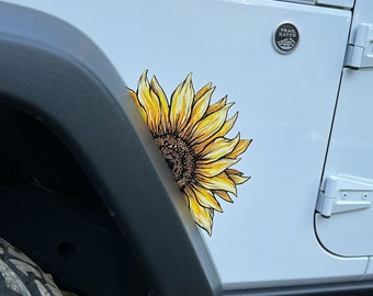 Sunflower Sun Flower Vinyl Printed Sticker Decal Accessories, Hood Decals for Women, Vinyl Stickers - by Artstudio54