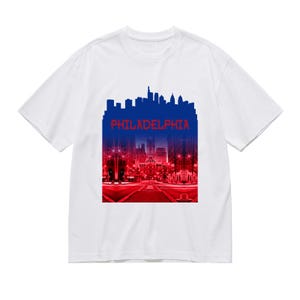 Unisex Philadelphia Baseball T-shirt,Philadelphia City Scene Baseball Graphic Shirt,White/Black Baseball Tee S-3XL,100% Cotton Shirt Gift
