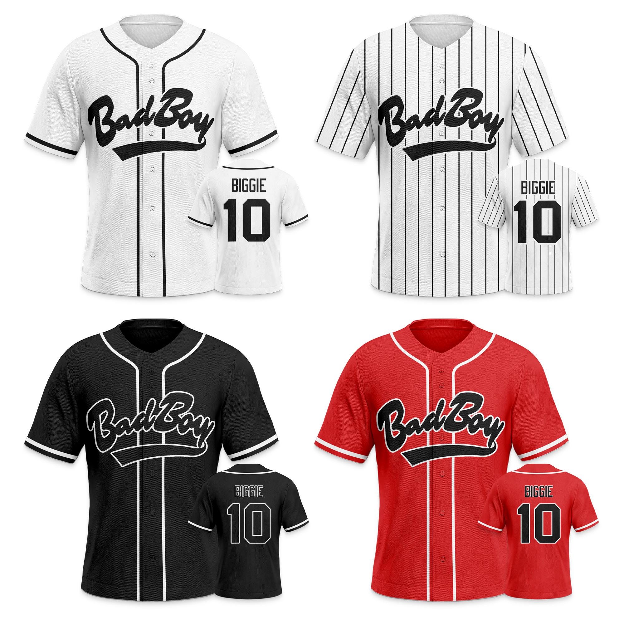 Men's Retro 90s Bad Boy #10 Biggie Baseball Jersey–crew Neck