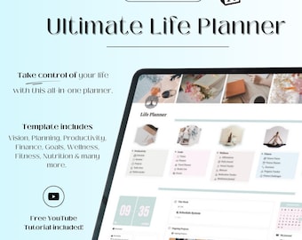 Notion Life Planner Template | Aesthetic Digital Planner | Editable 1 ...