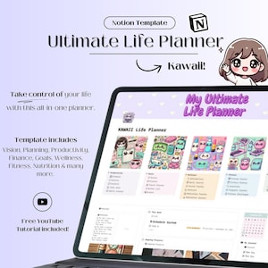 Ultimate Life Planner | Notion Life Planner | Notion Template |  Notion Planner |  Notion Dashboard | That Girl Planner | Kawaii Planner
