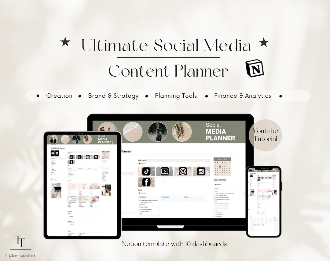 Social Media Content Planner | Notion Planner | Notion Template ...