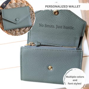 Billetera personalizada Billetera grabada Regalo para mejor amiga Billetera tipo sobre Billetera personalizada para ella Idea de regalo considerada para esposa Billetera de regalo única